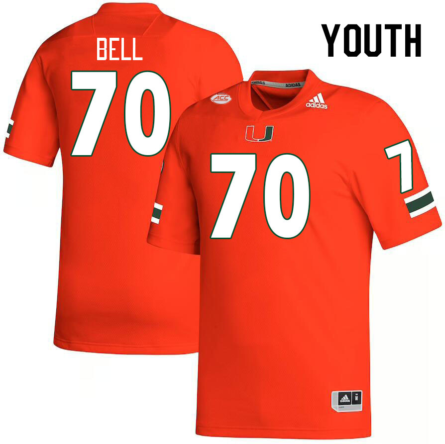 Youth #70 Markel Bell Miami Hurricanes College Football Jerseys Stitched-Orange